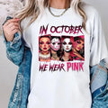 October We Pink Halloween Movie Characters Breast - Adult & Kids T-Shirts, Sweatshirts & Hoodies apparel design preview 1