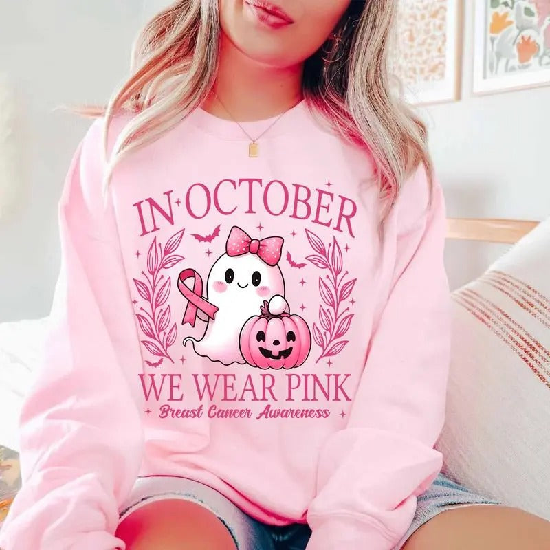 October We Pink Retro Breast Cancer Awareness - Adult & Kids T-Shirts, Sweatshirts & Hoodies apparel design preview 1