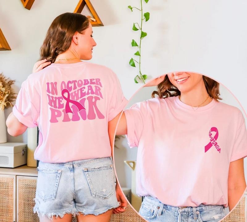 October We Pink Breast Cancer Awareness Ribbon Front - Adult & Kids T-Shirts, Sweatshirts & Hoodies apparel design preview 1