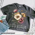 Waiting God Is Working Vintage Floral Christian - Adult & Kids T-Shirts, Sweatshirts & Hoodies apparel design preview 1