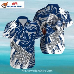 Indianapolis Colts Aloha Swirl Pattern With Horse - Adult & Kids T-Shirts, Sweatshirts & Hoodies apparel design preview 1