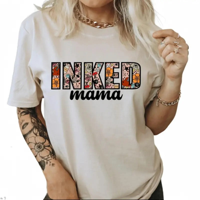 Inked Mama Casual Cotton Tattoo Loving Mamas. Makes - Adult & Kids T-Shirts, Sweatshirts & Hoodies apparel design preview 1