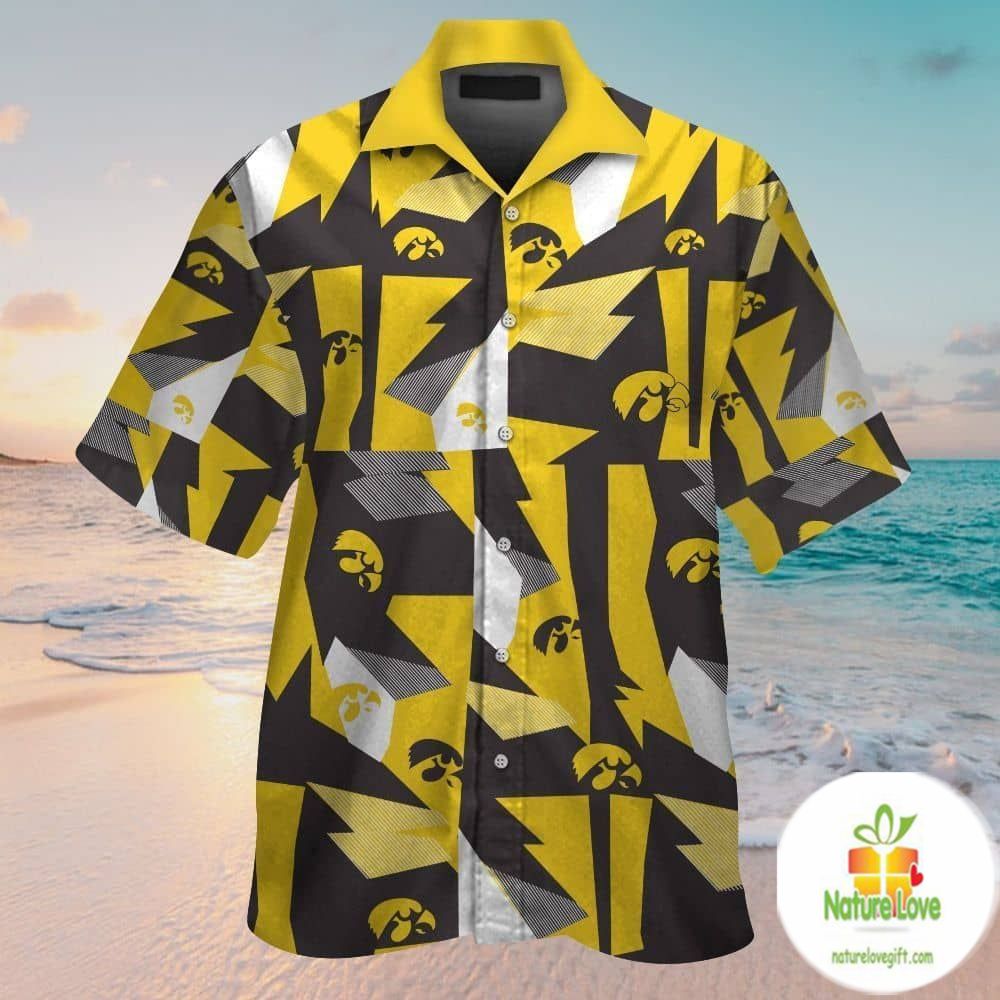 Iowa Hawkeyes Hawaiian Short Sleeve Aloha Button Up - Adult & Kids T-Shirts, Sweatshirts & Hoodies apparel design preview 1