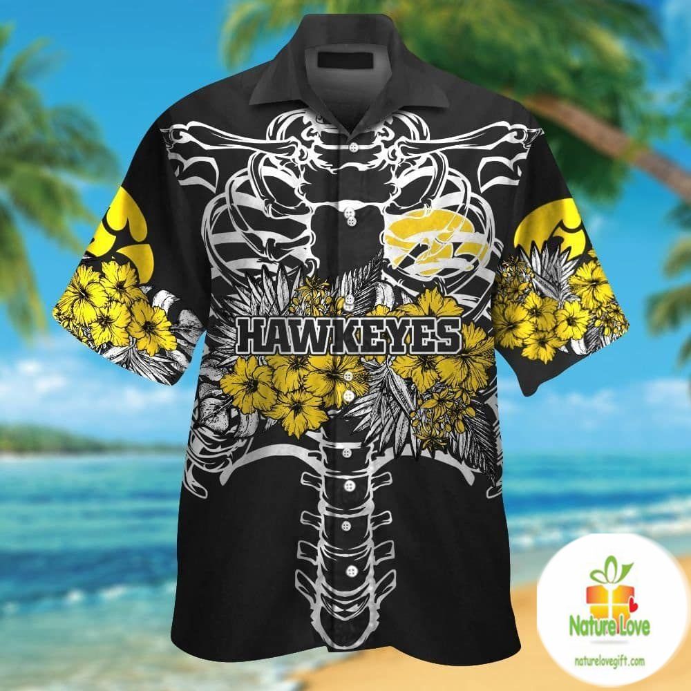 Iowa Hawkeyes Hawaiian Tropical Short Sleeve Button - Adult & Kids T-Shirts, Sweatshirts & Hoodies apparel design preview 1
