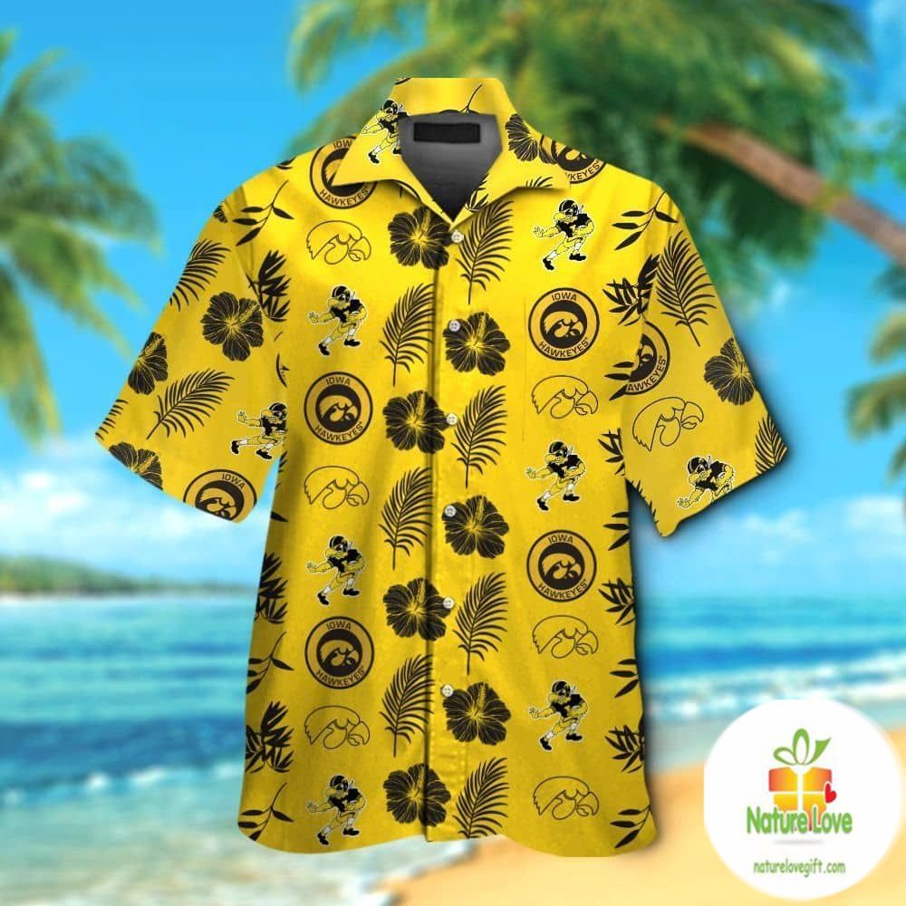 Iowa Hawkeyes Hawaiian Aloha Short Sleeve Button Up - Adult & Kids T-Shirts, Sweatshirts & Hoodies apparel design preview 1