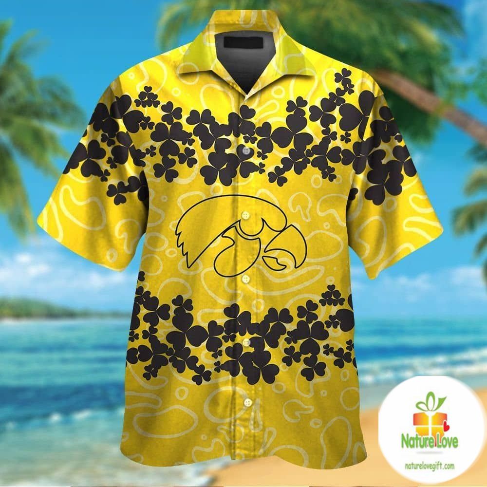 Iowa Hawkeyes Hawaiian Tropical Aloha Button Up - Adult & Kids T-Shirts, Sweatshirts & Hoodies apparel design preview 1
