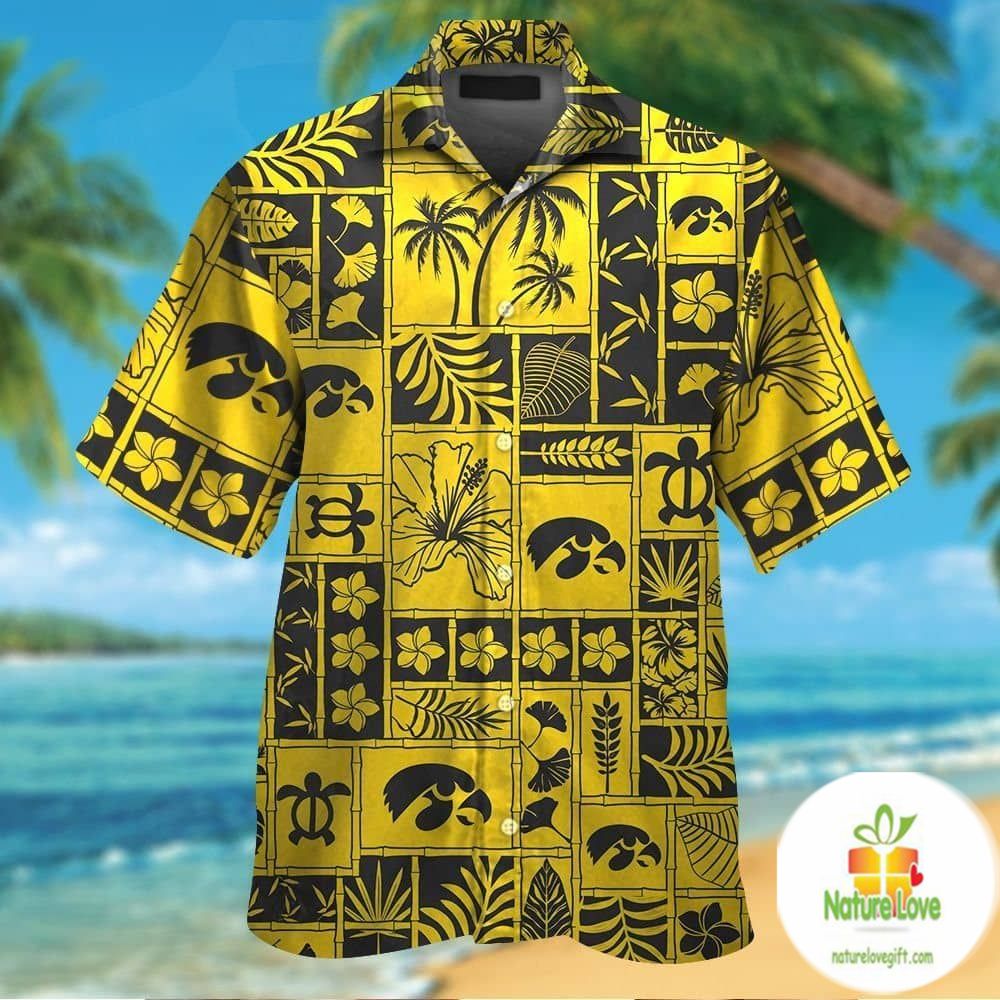 Iowa Hawkeyes Hawaiian Short Sleeve Aloha Button Up - Adult & Kids T-Shirts, Sweatshirts & Hoodies apparel design preview 1