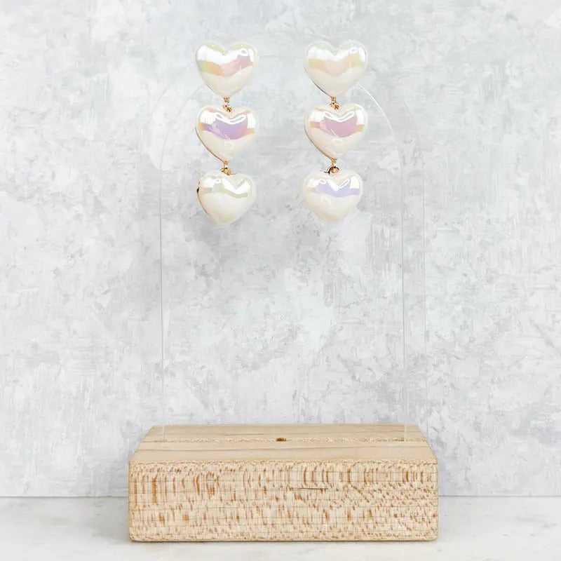 Iridescent Heart Trio Earrings - Adult & Kids T-Shirts, Sweatshirts & Hoodies apparel design preview 1