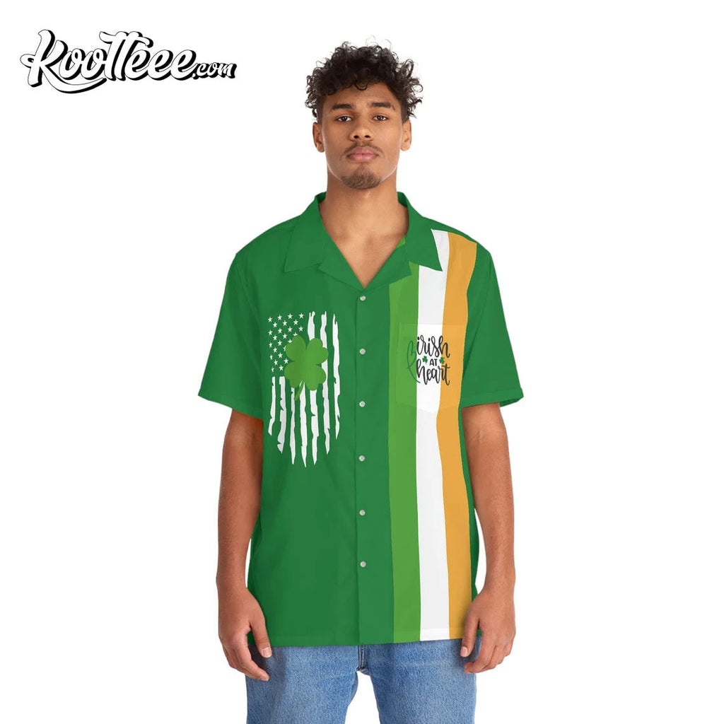 Irish At Heart Lucky Four Leaf Clover, Hawaiian - Adult & Kids T-Shirts, Sweatshirts & Hoodies apparel design preview 1