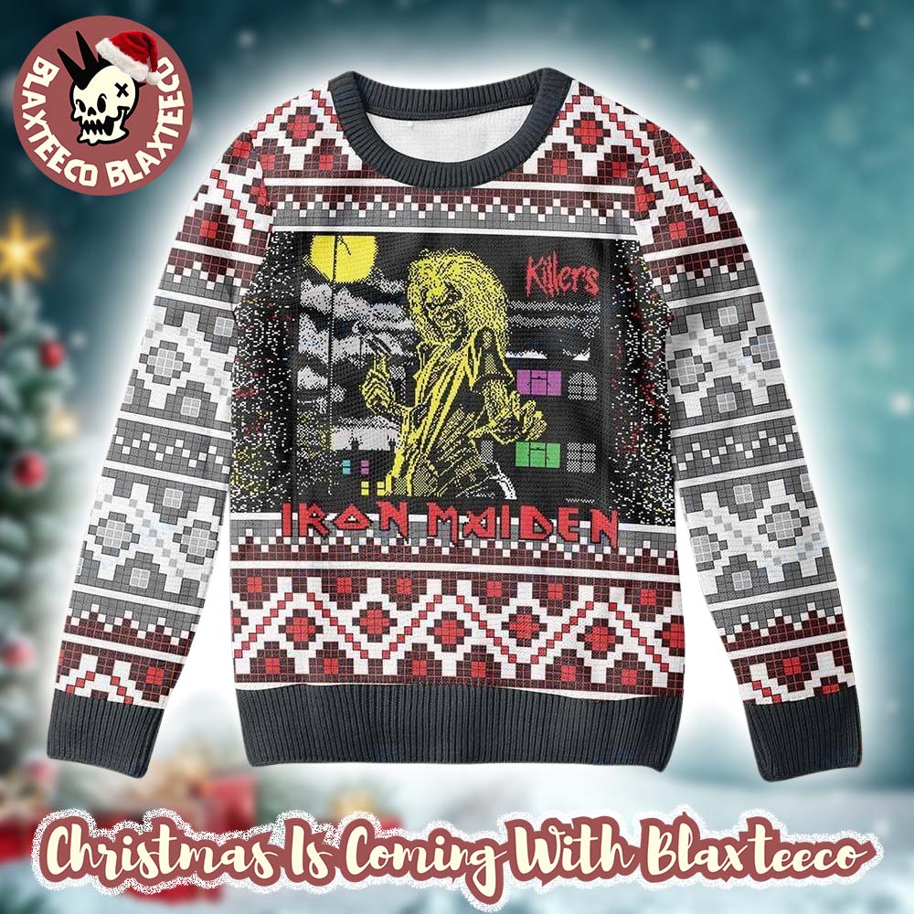 Iron Maiden Killers Album Cover Signature Eddie Holiday Ugly Christmas Sweater - Holiday Gift product image
