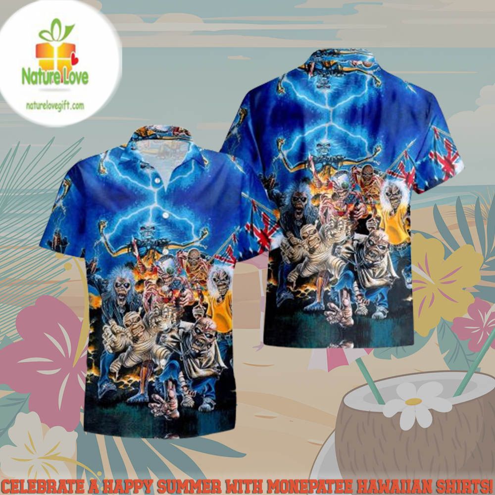 Iron Maiden Hawaiian Beach Shorts with Multiple - Adult & Kids T-Shirts, Sweatshirts & Hoodies apparel design preview 1