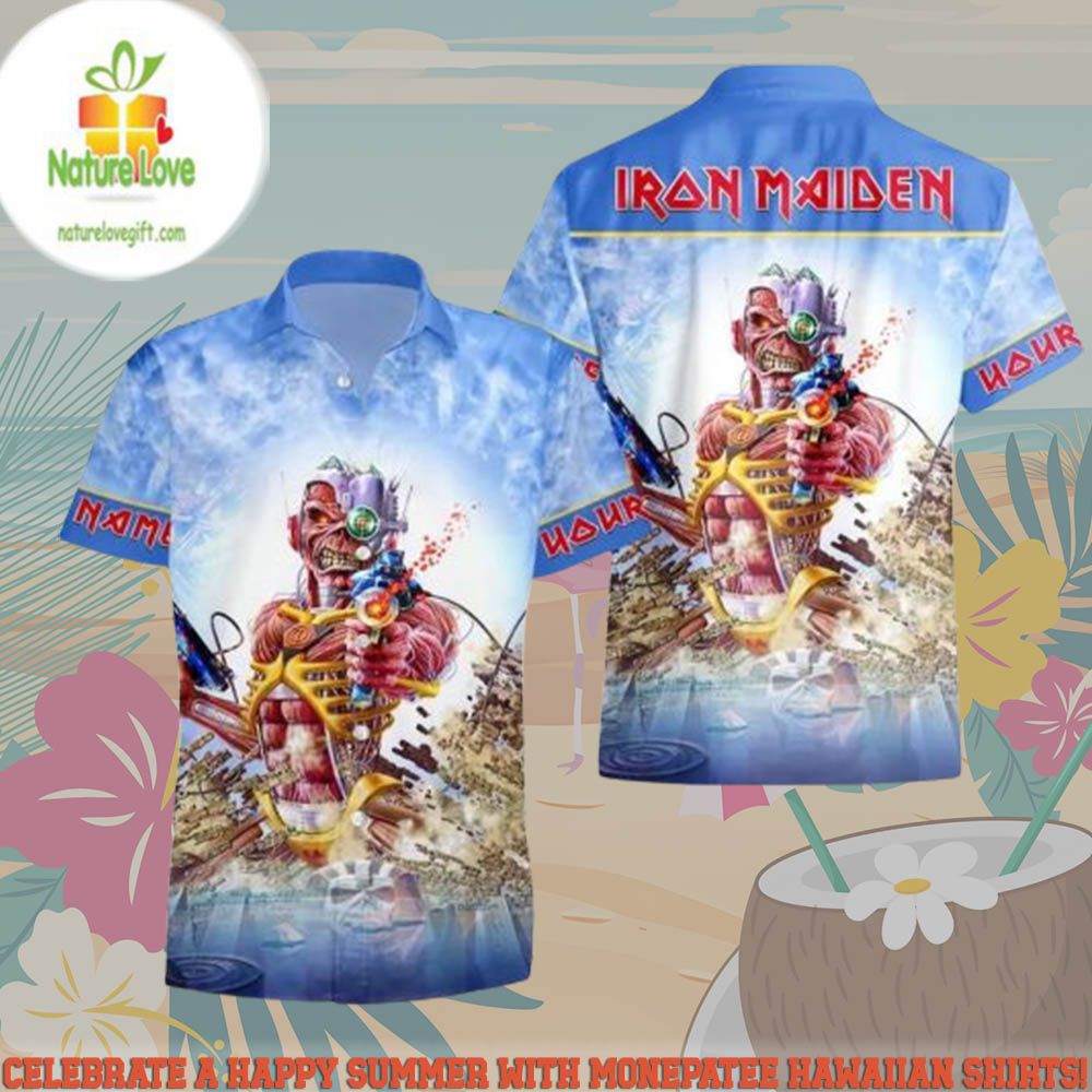 Iron Maiden Somewhere in Time 1986 Hawaiian Beach - Adult & Kids T-Shirts, Sweatshirts & Hoodies apparel design preview 1