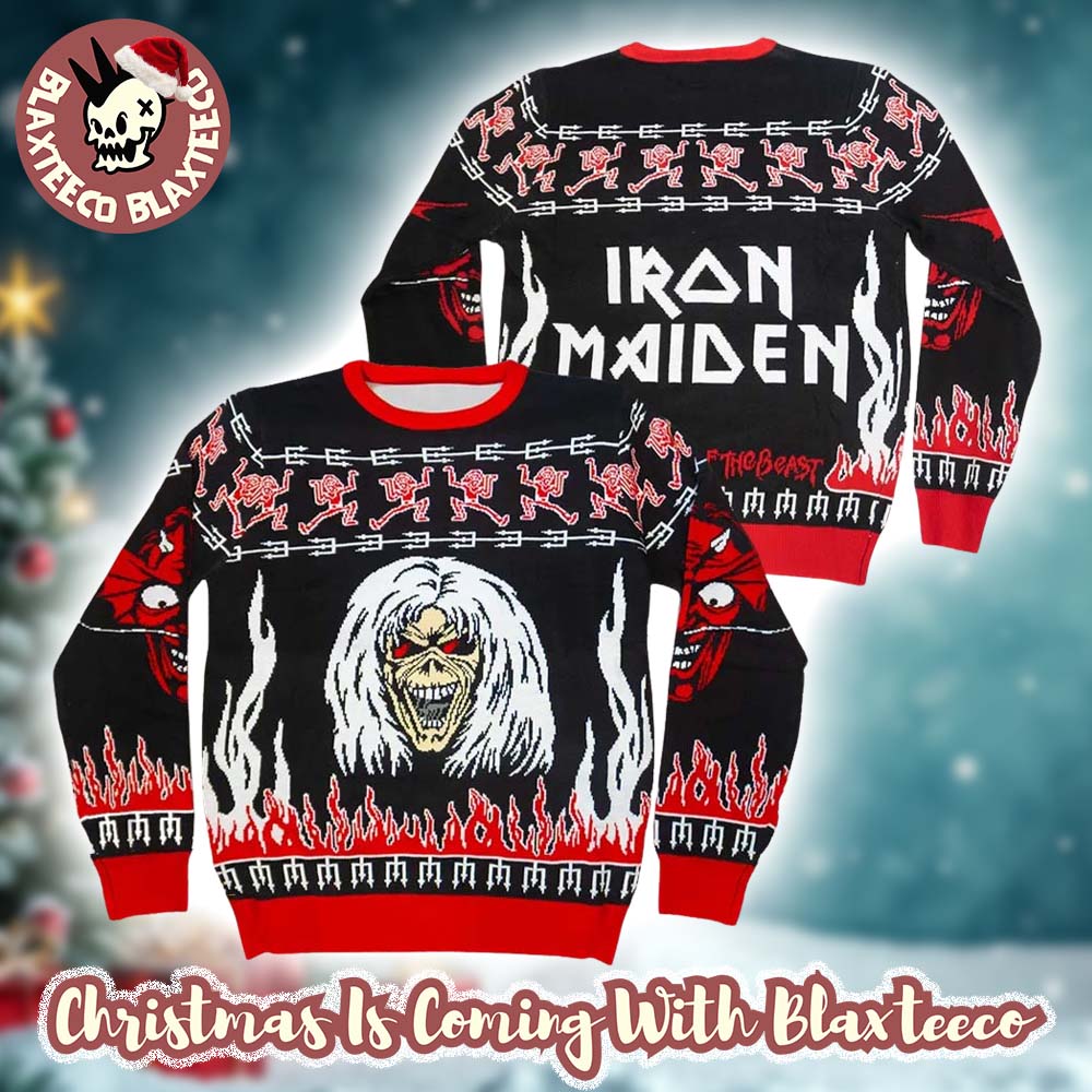Iron Maiden The Number Of The Beast Eddie And Devil Ugly Christmas Sweater - Holiday Gift product image