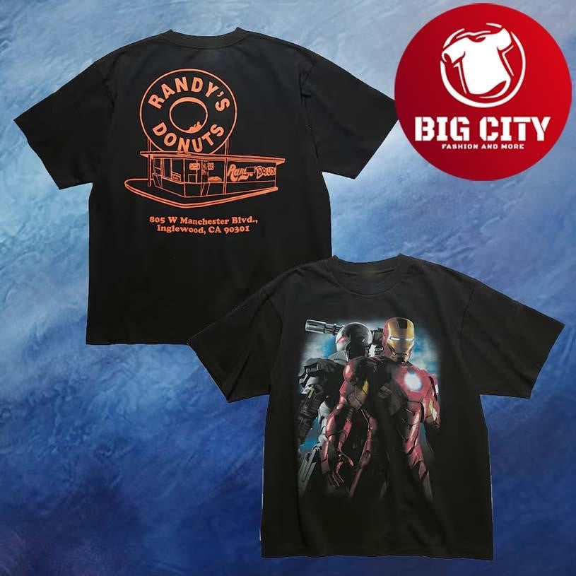Iron Man 2 X Randy's Donuts Freak's Store Two Sided - Adult & Kids T-Shirts, Sweatshirts & Hoodies apparel design preview 1