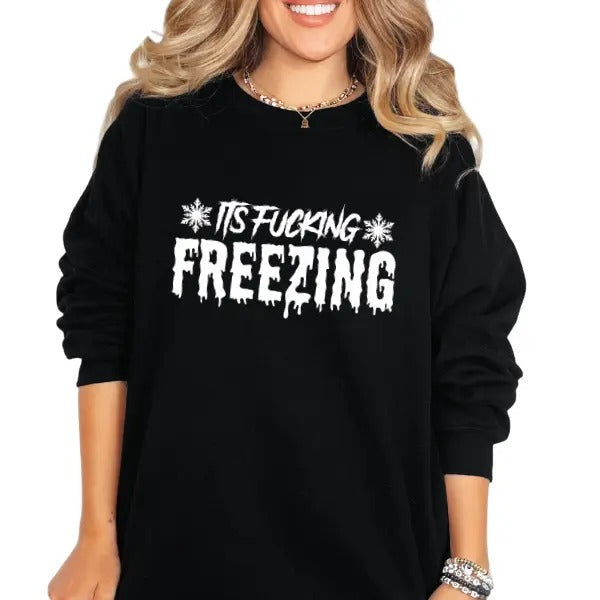 Is Fuc$Ing Freezing Edgy Goth Grunge Skull Dark - Adult & Kids T-Shirts, Sweatshirts & Hoodies apparel design preview 1