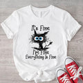 'S Fine I'M Everything Is Funny Cat Sarcasm Lover - Adult & Kids T-Shirts, Sweatshirts & Hoodies apparel design preview 1