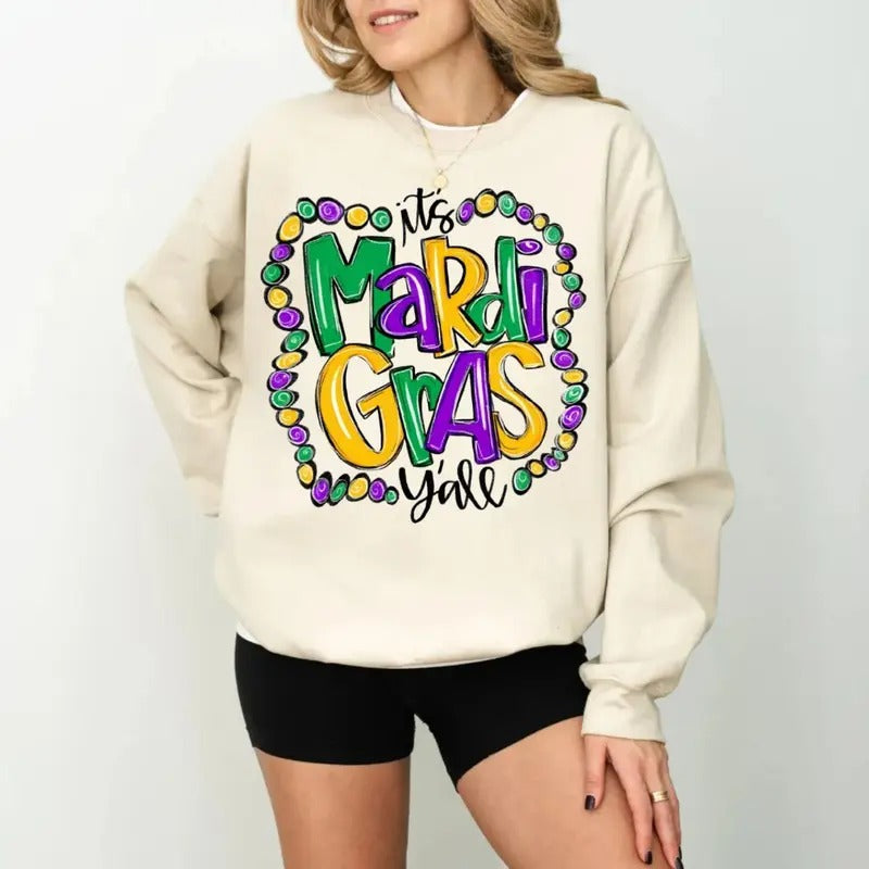 'S Mardi Gras Y'All New Orleans Fat Tuesday Comfort - Adult & Kids T-Shirts, Sweatshirts & Hoodies apparel design preview 1