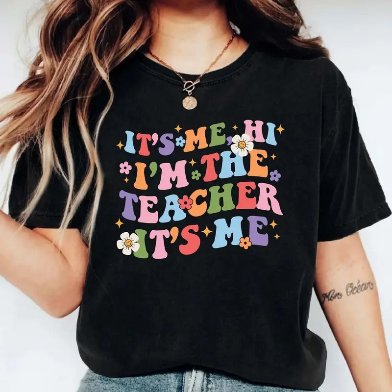 'S Me Hi I'M Teacher Back School Retro Groovy - Adult & Kids T-Shirts, Sweatshirts & Hoodies apparel design preview 1