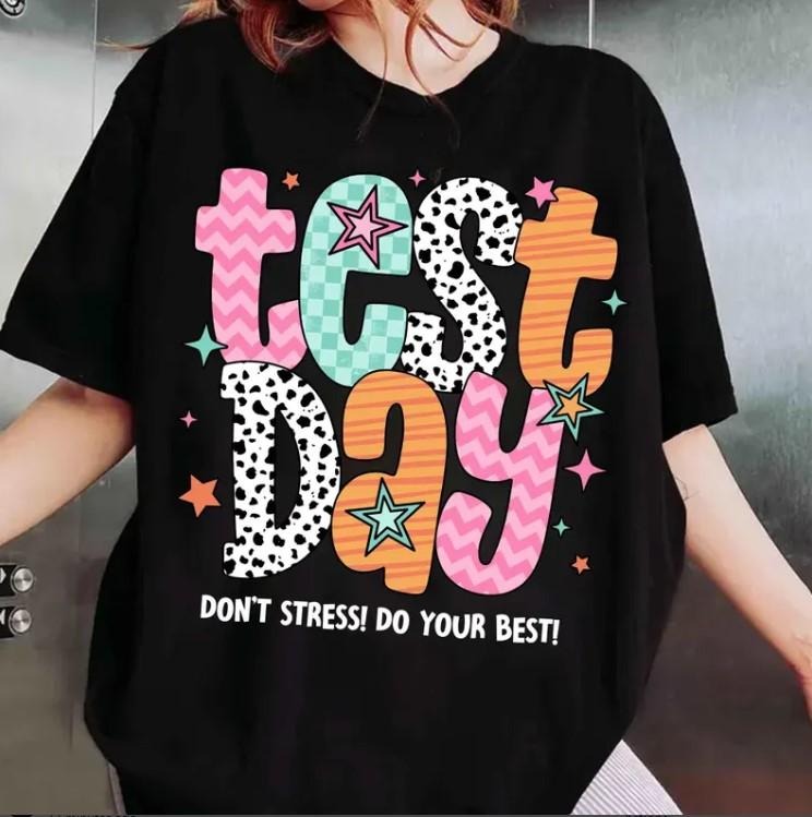 'S Test Day Teacher Coquette Don'T Stress Do Your - Adult & Kids T-Shirts, Sweatshirts & Hoodies apparel design preview 1