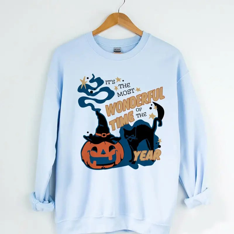 'S Most Time Year Vintage Black Cat Halloween Retro - Adult & Kids T-Shirts, Sweatshirts & Hoodies apparel design preview 1
