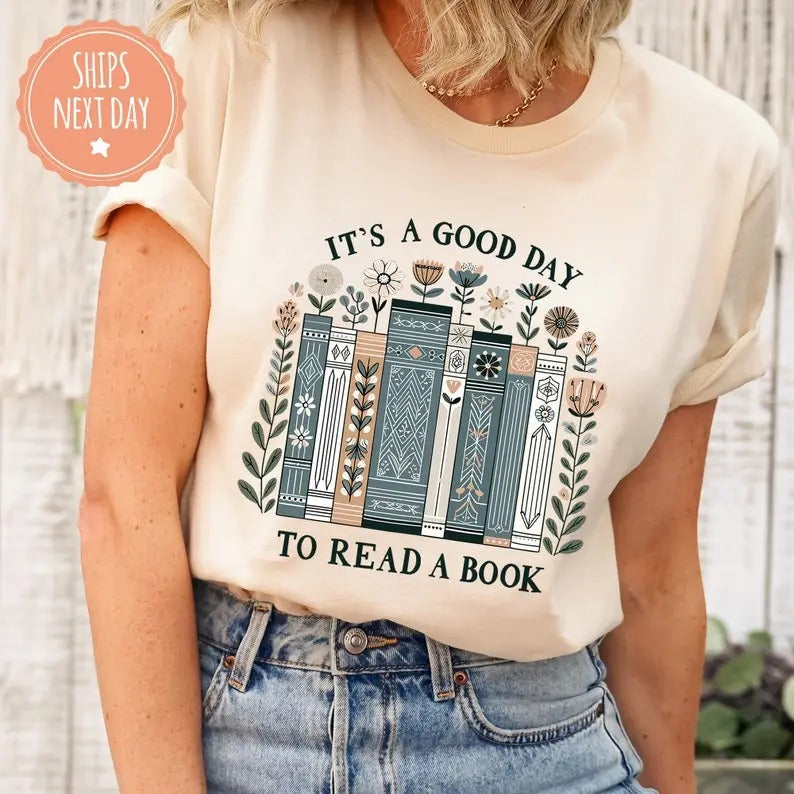 Good Day Read Book Lover Floral Books Teacher Bookish - Adult & Kids T-Shirts, Sweatshirts & Hoodies apparel design preview 1
