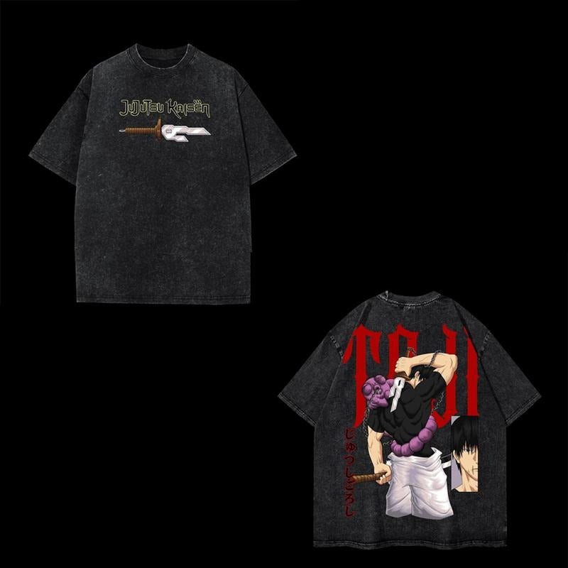 JJK Acid Washed Anime Streetwear Gym Toji Him Her - Adult & Kids T-Shirts, Sweatshirts & Hoodies apparel design preview 1