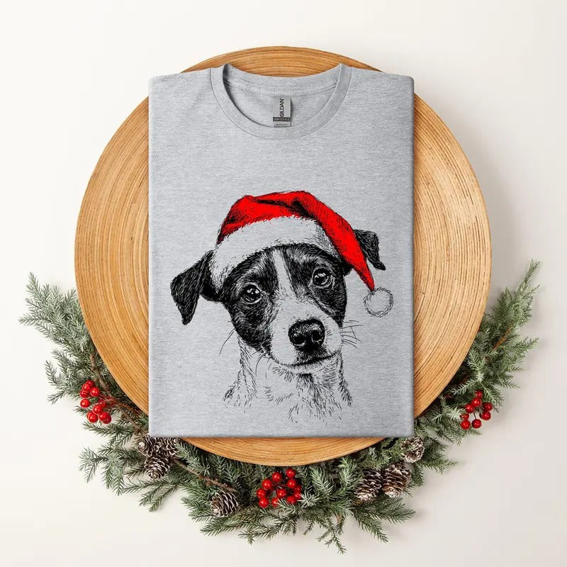 Jack Russell Santa Terrier Dog Lover Pet Soft - Adult & Kids T-Shirts, Sweatshirts & Hoodies apparel design preview 1