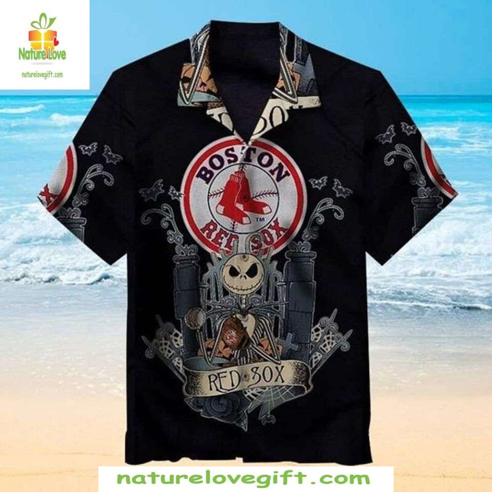 Boston Red Sox Jack Skellington Hawaiian Halloween - Adult & Kids T-Shirts, Sweatshirts & Hoodies apparel design preview 1