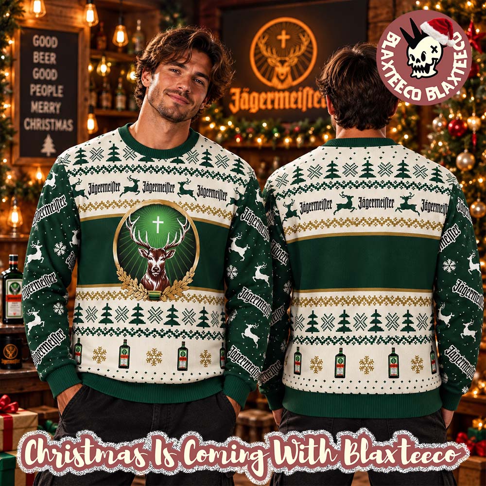 Jagermeister Big Deer Logo Golden Logo For Jagermeister Lover Ugly Christmas Sweater - Holiday Gift product image