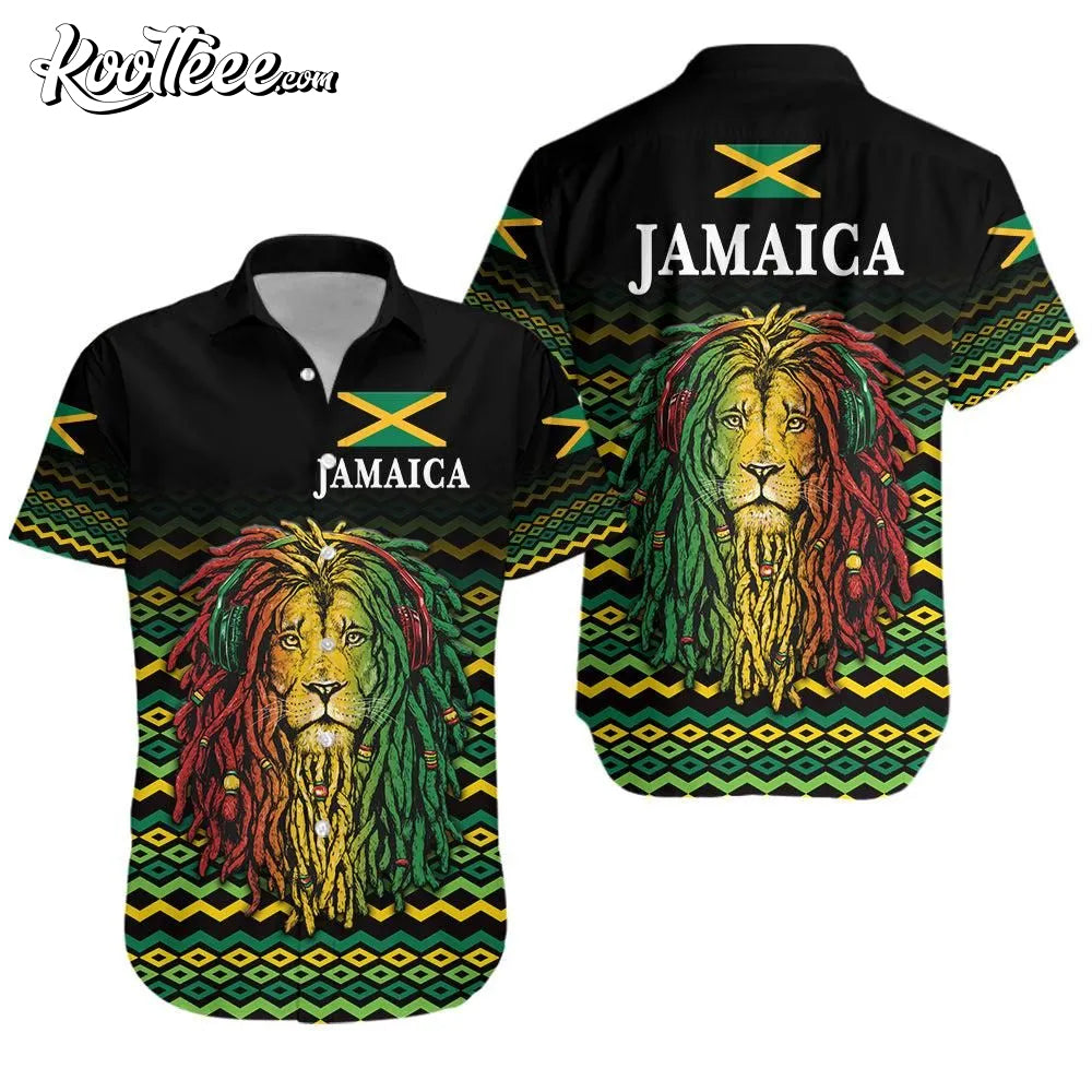 Jamaica Unique Rastafarian Lion Flag Hawaiian - Adult & Kids T-Shirts, Sweatshirts & Hoodies apparel design preview 1