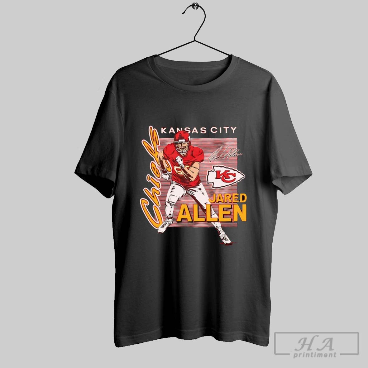 Jared Allen Kansas City Chief Caricature Signature - Adult & Kids T-Shirts, Sweatshirts & Hoodies apparel design preview 1