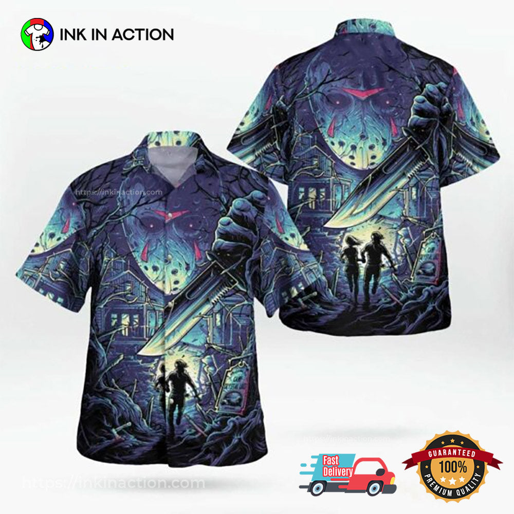 Jason Voorhees Friday The 13th Horror Hawaiian - Adult & Kids T-Shirts, Sweatshirts & Hoodies apparel design preview 1