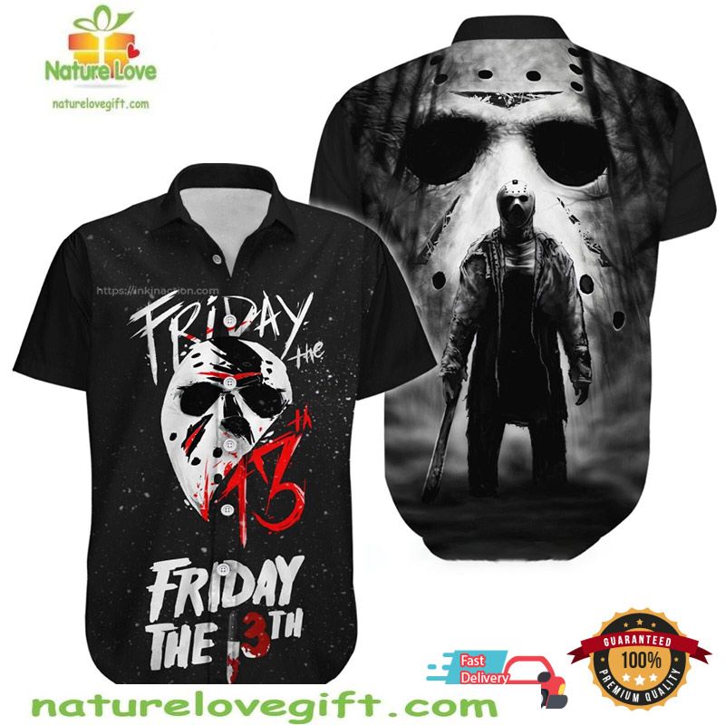 Friday the 13th Jason Voorhees Hawaiian Horror Movie - Adult & Kids T-Shirts, Sweatshirts & Hoodies apparel design preview 1