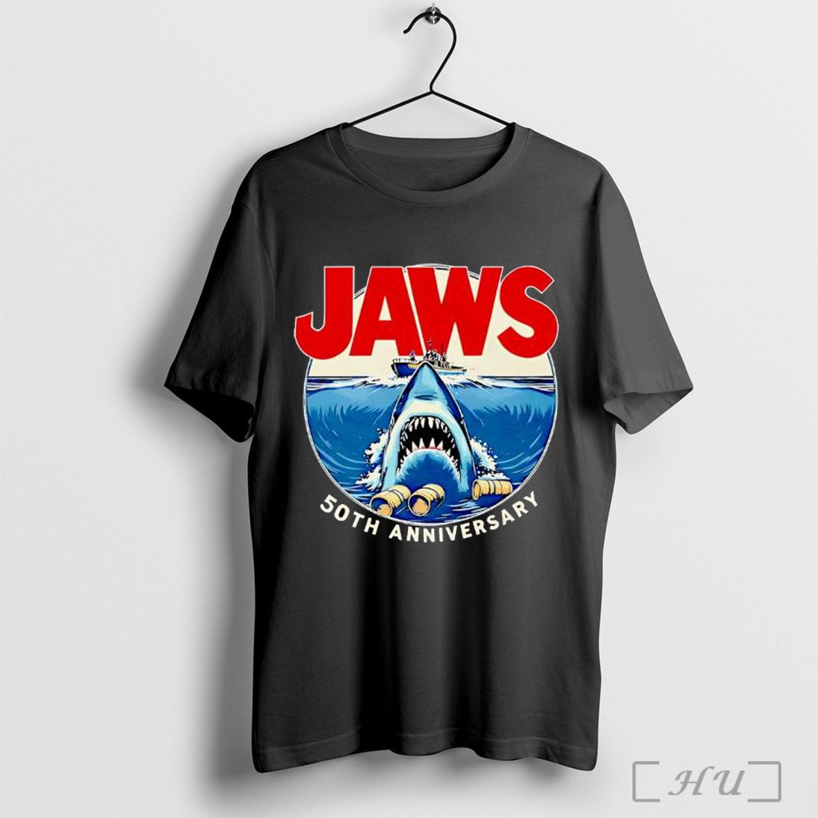 Jaws 50th Anniversary Vintage - Adult & Kids T-Shirts, Sweatshirts & Hoodies apparel design preview 1