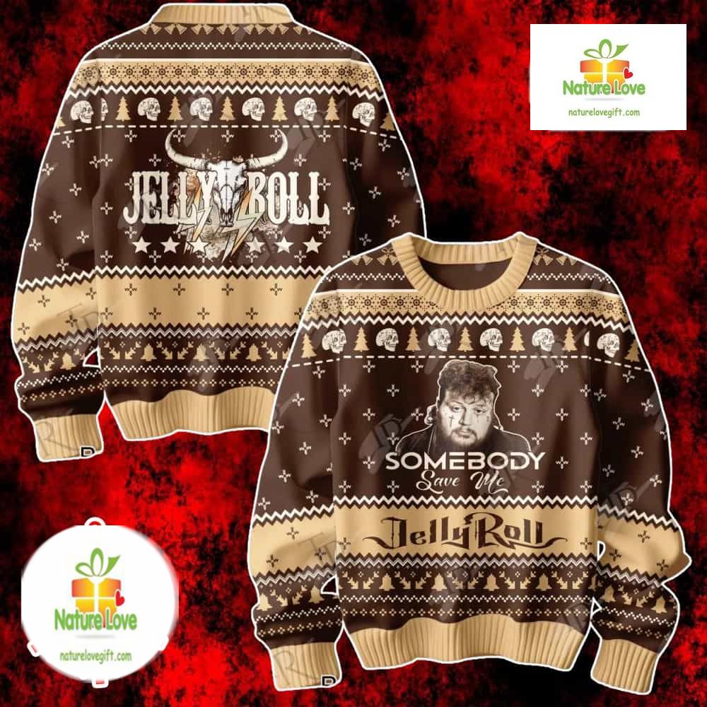 Jelly Roll Somebody Save Me Lyrics Design Ugly Christmas Sweater - Holiday Gift product image