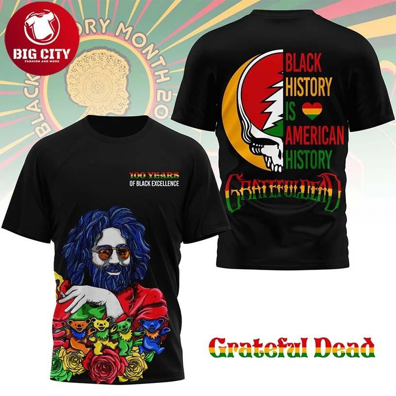 Jerry Garcia Grateful Dead Black History Month 2026 - Adult & Kids T-Shirts, Sweatshirts & Hoodies apparel design preview 1