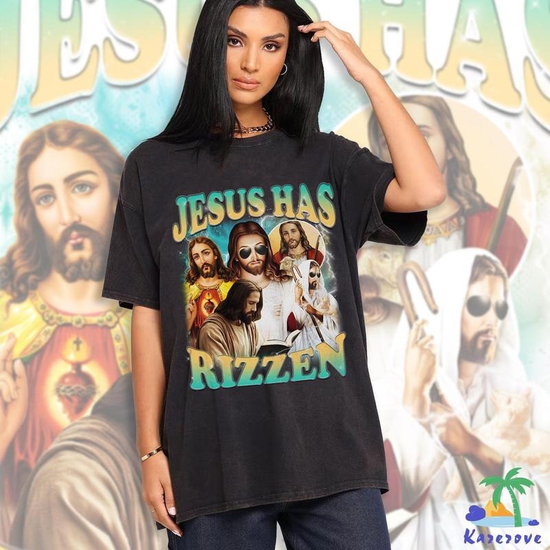 Jesus Has Rizzen He Is Rizzin' Funny Easter Retro - Adult & Kids T-Shirts, Sweatshirts & Hoodies apparel design preview 1