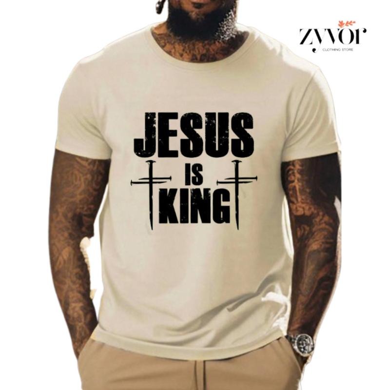Jesus Is King Casual Crew Neck Short Sleeve Tops - Adult & Kids T-Shirts, Sweatshirts & Hoodies apparel design preview 1