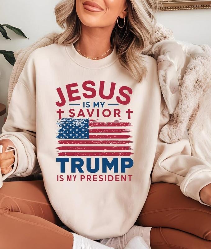 Jesus Is My Savior Trum President 2024 Won Religious - Adult & Kids T-Shirts, Sweatshirts & Hoodies apparel design preview 1