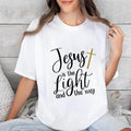 Jesus Is Light Way Casual Crew Neck Short Sleeve Tops - Adult & Kids T-Shirts, Sweatshirts & Hoodies apparel design preview 1