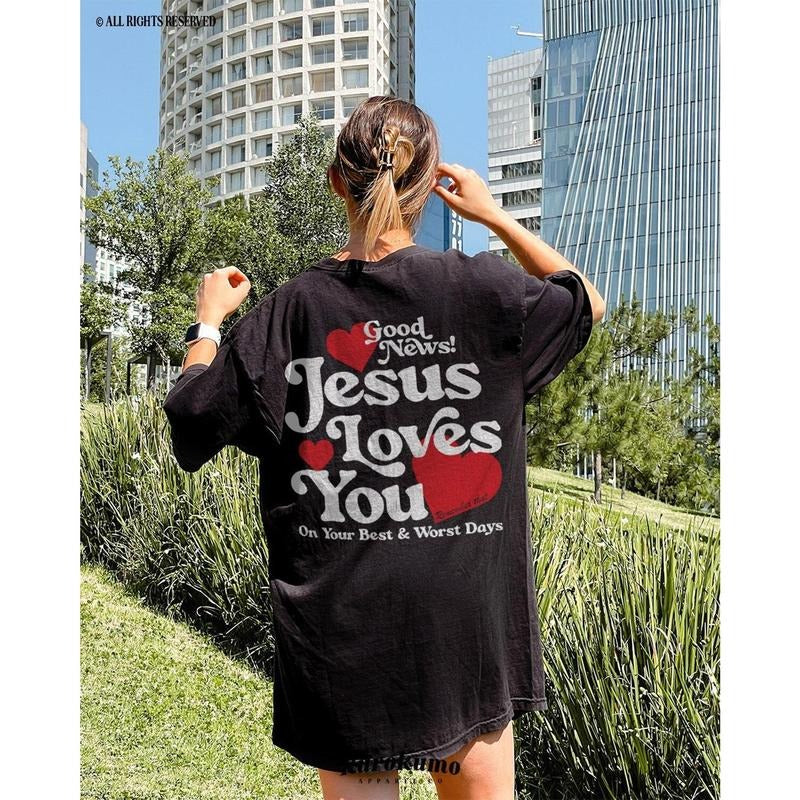 Jesus Loves You Christian Mental Health Preppy Faith - Adult & Kids T-Shirts, Sweatshirts & Hoodies apparel design preview 1