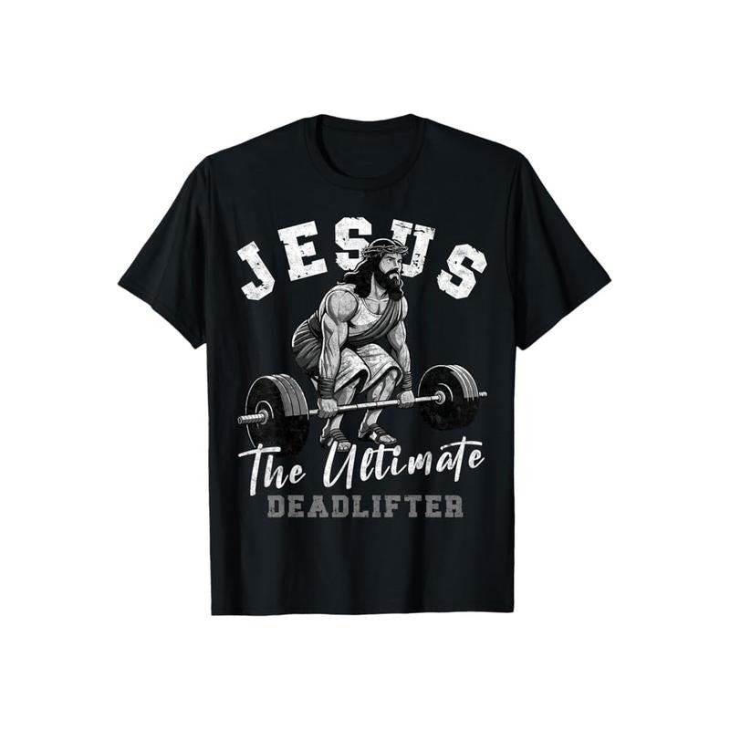 Jesus Deadlifter Funny Pure Cotton Casual Crew Neck - Adult & Kids T-Shirts, Sweatshirts & Hoodies apparel design preview 1