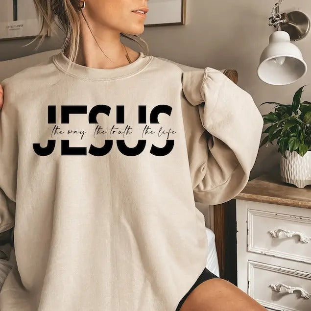 Jesus Way Truth Life Christian Religious - Adult & Kids T-Shirts, Sweatshirts & Hoodies apparel design preview 1