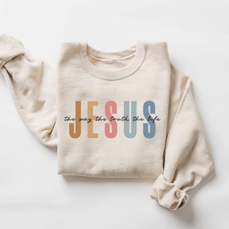 Jesus Way Truth Life Religious Faith Christian Bible - Adult & Kids T-Shirts, Sweatshirts & Hoodies apparel design preview 1