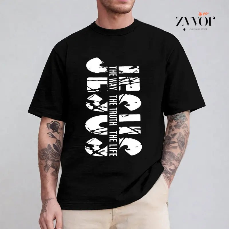 Jesus Way Truth Life Casual Crew Neck Short Sleeve - Adult & Kids T-Shirts, Sweatshirts & Hoodies apparel design preview 1