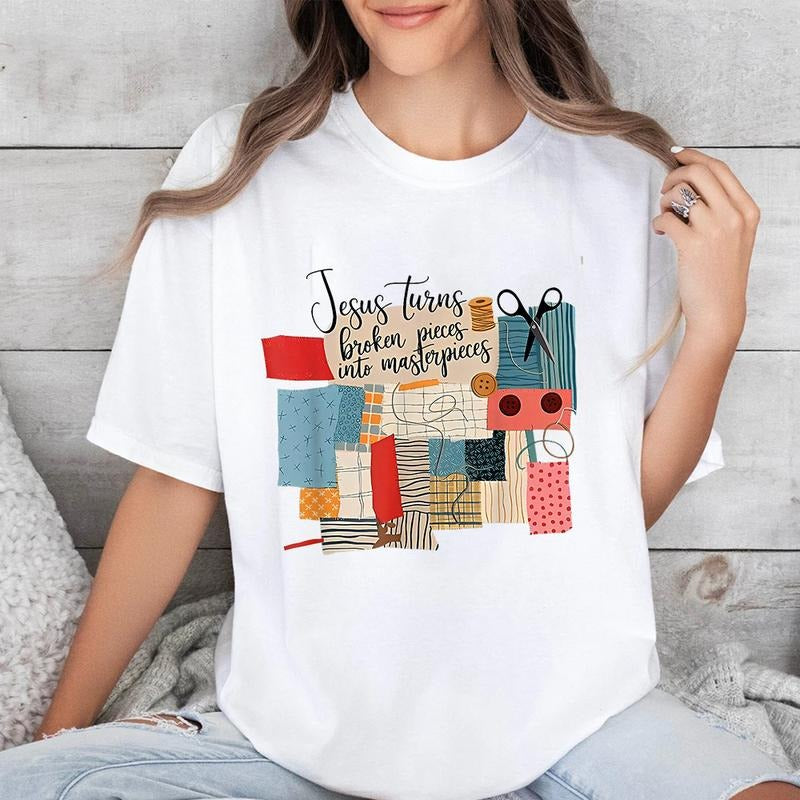Jesus Turns Broken Pieces Masterpieces Casual Crew - Adult & Kids T-Shirts, Sweatshirts & Hoodies apparel design preview 1