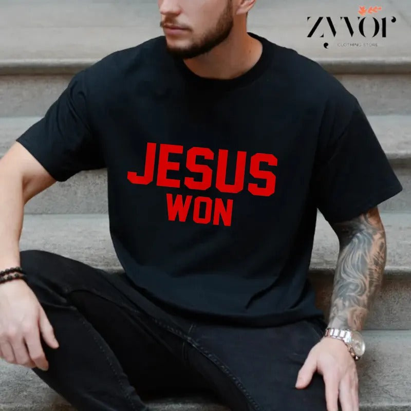 Jesus Won Casual Crew Neck Short Sleeve Tops Perfect - Adult & Kids T-Shirts, Sweatshirts & Hoodies apparel design preview 1