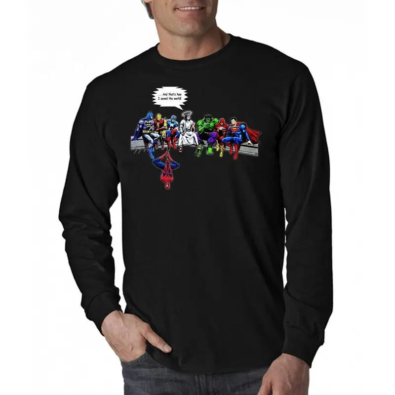 Jesus Superheroes Original That'S How I Saved World - Adult & Kids T-Shirts, Sweatshirts & Hoodies apparel design preview 1