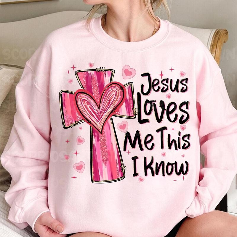 Jesus Loves Me This I Know Valentine Heart Christian - Adult & Kids T-Shirts, Sweatshirts & Hoodies apparel design preview 1