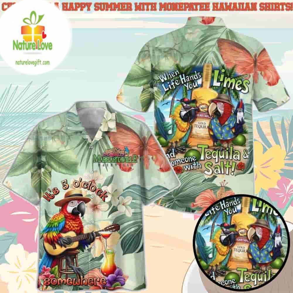Jimmy Buffett Hawaiian and Beach Shorts 5 O Clock - Adult & Kids T-Shirts, Sweatshirts & Hoodies apparel design preview 1